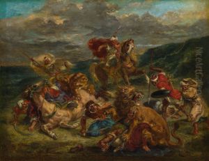 Lion Hunt 1861 by Eugene Delacroix