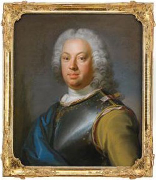 Portratt Av Amiralen Greve Carl 
Hans Sparre Af Sofdeborg Iford Harnesk Samt Bla Mantel - Brostbild - view 1