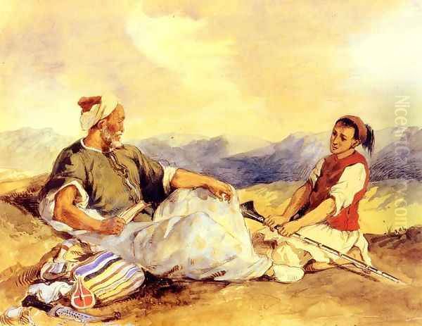 Two Moroccans Seated In The Countryside - view 1