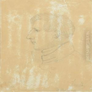 Portrait Of Leutnant Wilhelm Bauditz Seated A Face-to-left by Johan Thomas Lundbye