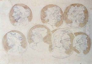 Studies Of Antique Medallions by Eugene Delacroix