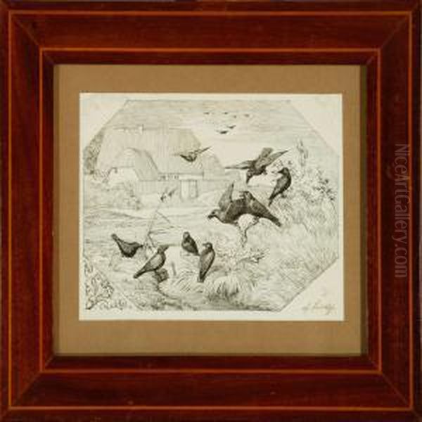 Crows Around A Pond - view 1