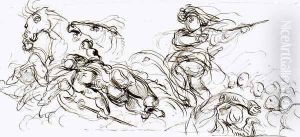 Study For The War Coffer 1833-37 by Eugene Delacroix