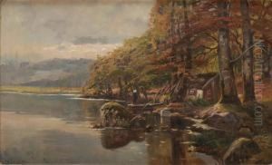 Stuga Vid Sjo by Justus Lundegard