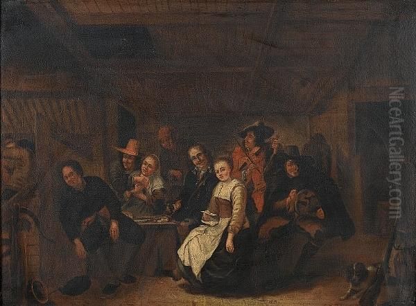A Tavern Interior With Peasants Carousing - view 1