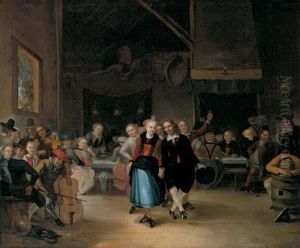 A Wedding Dance In A Tavern by Gerrit Lundens