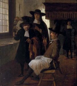 Townsfolk Drinking And Smoking In An Inn by Gerrit Lundens