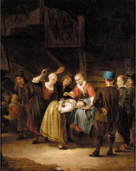 Interior With Figures Playing "la Main Chaud - view 1