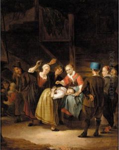 Interior With Figures Playing "la Main Chaud