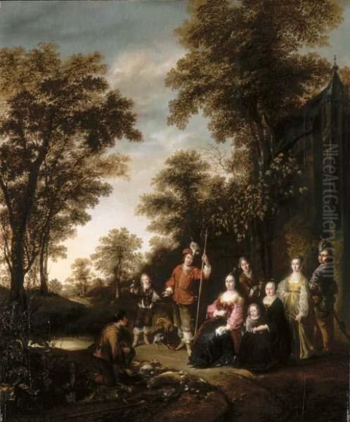 A Family Portrait In A Landscape After A Hunt - view 1