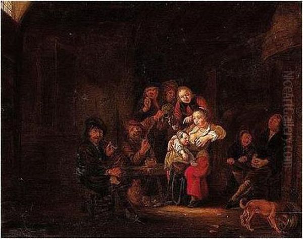 Peasant Interior With Figures Drinking - view 1