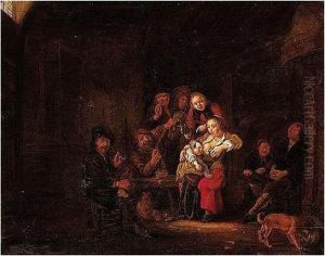 Peasant Interior With Figures Drinking