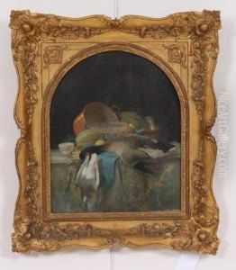 Stilleben Med Kopparkarl, Kalhuvud Och Faglar