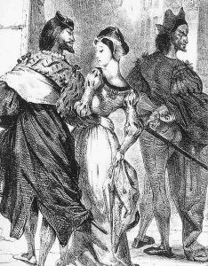 Faust Trying to Seduce Margarete (detail) 1828 by Eugene Delacroix