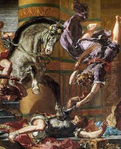 Heliodoros Driven from the Temple (detail) 1854-61 by Eugene Delacroix