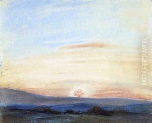Study of Sky- Setting Sun c. 1849 by Eugene Delacroix