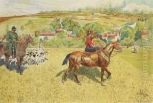 Procession De La Fete Dieu - Depart Pour La Chasse by Alexandre Lunois
