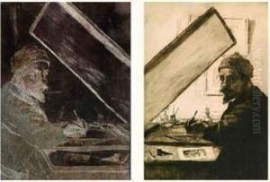 L'artiste Gravant. 1912 by Alexandre Lunois