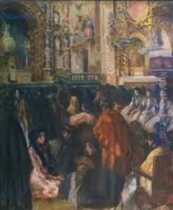Spanish Cathedral Interior by Alexandre Lunois