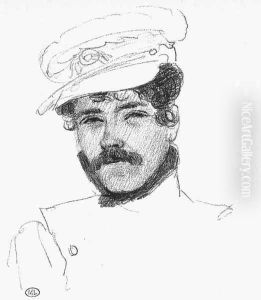 Self-Portrait with Cap 1832 by Eugene Delacroix