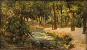 Bosque Con Rio by Jose Lupianez y Carrasco
