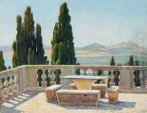 Summer's Day On A Terrasse In The Mountains by Marie Luplau