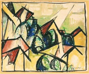 Dorf Mit Baumen by Oskar Wilhelm Luthy