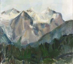 Blick Auf Well- Und Wetterhorn. by Oskar Wilhelm Luthy