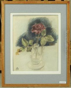 Stilleben Mit Rose. 1923. by Oskar Wilhelm Luthy