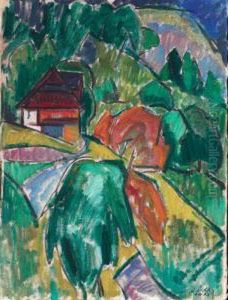 Landschftsstudie - Verso by Oskar Wilhelm Luthy
