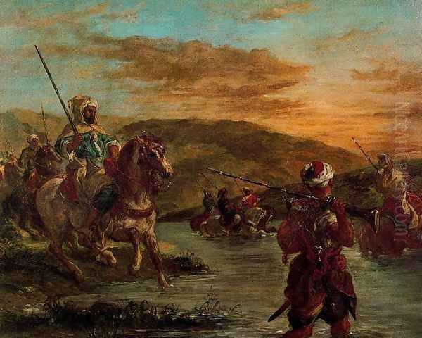 Crossing a stream in Morocco - view 1