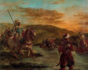 Crossing a stream in Morocco by Eugene Delacroix