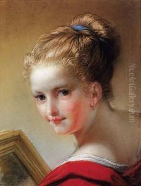 Portrait Of A Young Girl Wearing A Red Dress - view 1