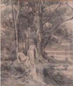Deux Personnages Au Bord D'une Riviere by Fernand Lutscher