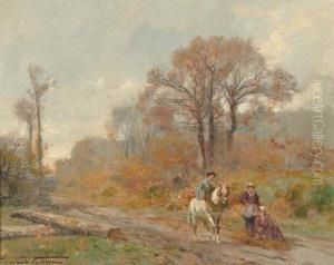 Personnages Sur Un Chemin
