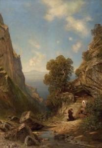 Italienische Steilkuste Mit Betendem Franziskaner by Ascan Lutteroth