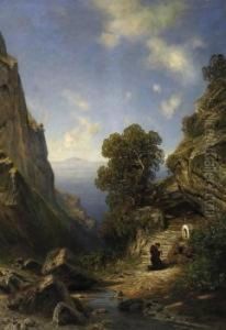 In A Cliff Gorge On Capri.
Praying Monk On The Stations Of The Cross. Signed Bottom Right: A.
Lutteroth by Ascan Lutteroth