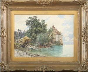 Lake Scenery With A Castle And A Girl