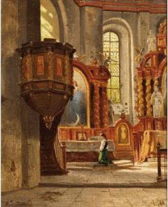 A Girl In A Church Interior