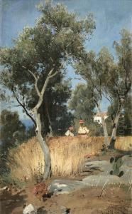 "sudlandische Landschaft" Mit Personenstaffage
Ol/leinwand/karton, Signiert, 45x28.5 Cm