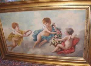Putti With Flower Garlands by Charles Augustus Henry Lutyens