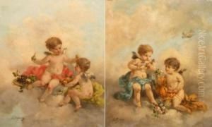 Pair Of Oils On Canvas by Charles Augustus Henry Lutyens
