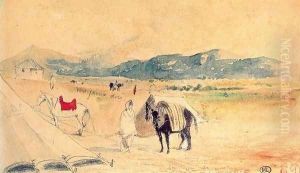 Encampment in Morocco, between Tangiers and Meknes by Eugene Delacroix