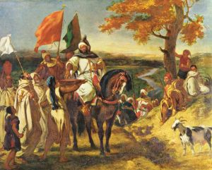 Moroccan sheikh visits his trunk by Eugene Delacroix