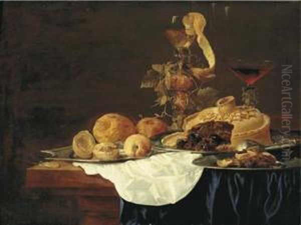 And A Glass Of Red Wine On A Partly-draped Table - view 1