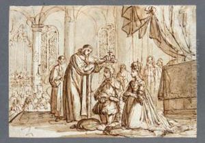 The Crowning Of William And Mary In Westminster Abbey by Jan Luyken