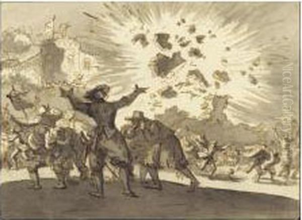 Explosion Before A Castle - view 1