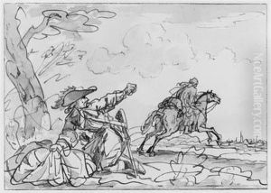 A Spanish Horseman Being Robbed Of His Horse By A Woman by Jan Luyken