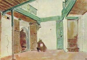 Moroccan inner court by Eugene Delacroix