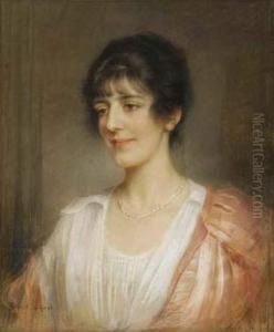 Jeune Brune Au Manteau Rose by Albert Lynch